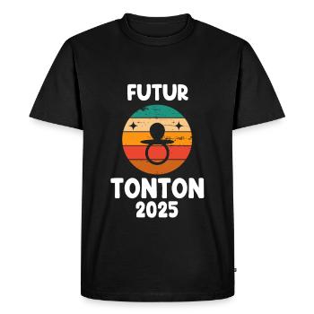 Future vintage uncle 2025 pregnancy announcement - Men's Premium Organic T-Shirt - black - Front - Nico (187cm)