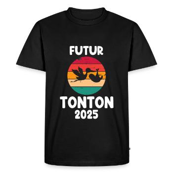 Future vintage uncle 2025 pregnancy announcement - Men's Premium Organic T-Shirt - black - Front - Nico (187cm)
