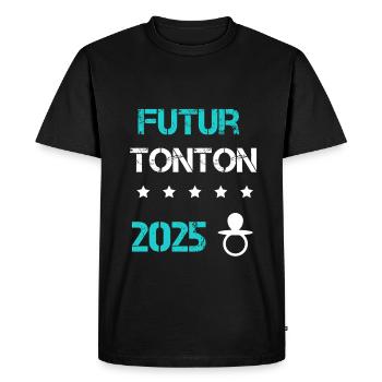 Pacifier Future Uncle 2025 pregnancy announcement - Men's Premium Organic T-Shirt - black - Front - Nico (187cm)