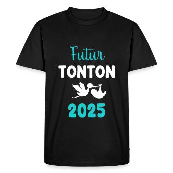 Future uncle 2025 stork pregnancy announcement - Men's Premium Organic T-Shirt - black - Front - Nico (187cm)