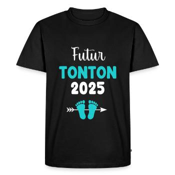 Future uncle 2025 man pregnancy announcement - Men's Premium Organic T-Shirt - black - Front - Nico (187cm)