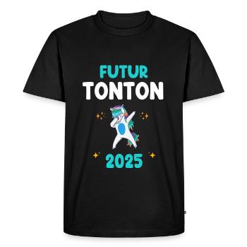 Future uncle 2025 unicorn dab pregnancy announcement - Men's Premium Organic T-Shirt - black - Front - Nico (187cm)