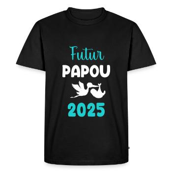 Future Papuan 2025 Stork Announcement Pregnancy Daddy - Men's Premium Organic T-Shirt - black - Front - Nico (187cm)