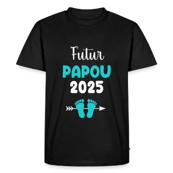 Future Papuan 2025 Man Announces Pregnancy Daddy - Men's Premium Organic T-Shirt - black - Front - Nico (187cm)