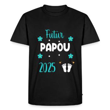 Future Papuan 2025 Flowers Announcement Pregnancy Dad - Men's Premium Organic T-Shirt - black - Front - Nico (187cm)