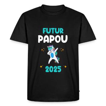 Future Papuan 2025 Unicorn Dab Pregnancy Announcement - Men's Premium Organic T-Shirt - black - Front - Nico (187cm)