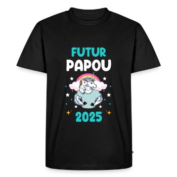 Future Papuan 2025 Unicorn Announces Pregnancy Dad - Men's Premium Organic T-Shirt - black - Front - Nico (187cm)