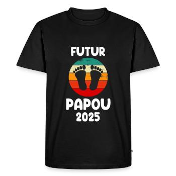 Future Papuan 2025 Vintage Announcement Pregnancy Dad - Men's Premium Organic T-Shirt - black - Front - Nico (187cm)