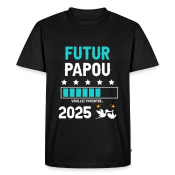 Future Papuan Stork 2025 Announcement Pregnancy Dad - Men's Premium Organic T-Shirt - black - Front - Nico (187cm)