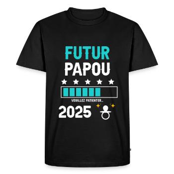 Future Papuan Pacifier 2025 Announcement Pregnancy Dad - Men's Premium Organic T-Shirt - black - Front - Nico (187cm)