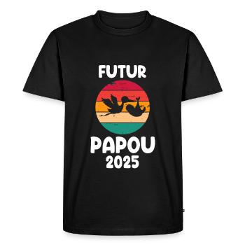 Future vintage papuan 2025 announcement pregnancy dad - Men's Premium Organic T-Shirt - black - Front - Nico (187cm)