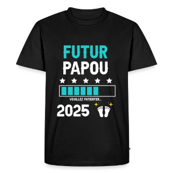 man Future Papuan 2025 announcement pregnancy daddy - Men's Premium Organic T-Shirt - black - Front - Nico (187cm)