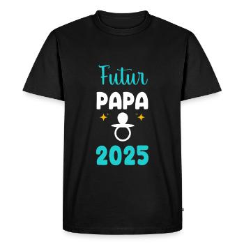 Daddy-to-be 2025 pacifier announcement pregnancy - Men's Premium Organic T-Shirt - black - Front - Nico (187cm)