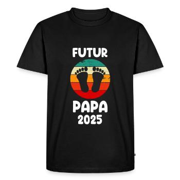 Daddy-to-be 2025 vintage pregnancy announcement - Men's Premium Organic T-Shirt - black - Front - Nico (187cm)