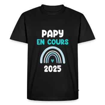 2025 papy en cours cadeau annonce grossesse - T-shirt Premium bio Homme - noir - Devant - Nico (187cm)