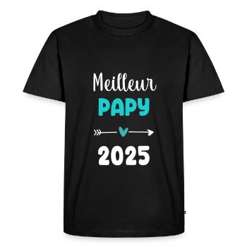 papy meilleur 2025 cadeau annonce grossesse - T-shirt Premium bio Homme - noir - Devant - Nico (187cm)