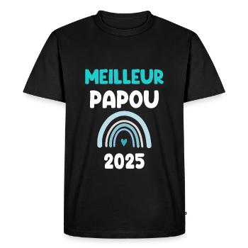 2025 papou meilleur cadeau annonce grossesse - T-shirt Premium bio Homme - noir - Devant - Nico (187cm)