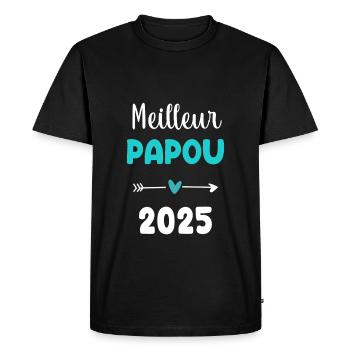papou meilleur 2025 cadeau annonce grossesse - T-shirt Premium bio Homme - noir - Devant - Nico (187cm)