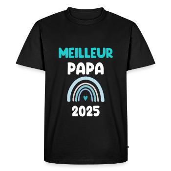 2025 papa meilleur cadeau annonce grossesse - T-shirt Premium bio Homme - noir - Devant - Nico (187cm)