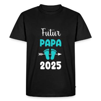 papa futur 2025 cadeau annonce grossesse - T-shirt Premium bio Homme - noir - Devant - Nico (187cm)