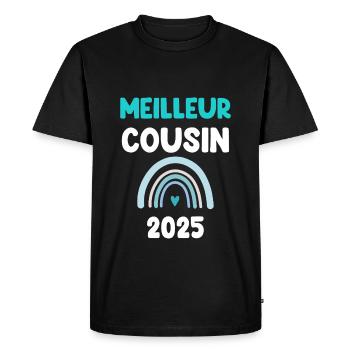 2025 cousin meilleur cadeau annonce grossesse - T-shirt Premium bio Homme - noir - Devant - Nico (187cm)