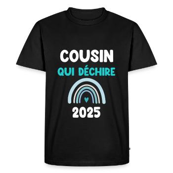 2025 cousin qui déchire cadeau annonce grossesse - T-shirt Premium bio Homme - noir - Devant - Nico (187cm)