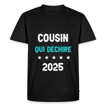 cousin 2025 qui déchire cadeau annonce grossesse - T-shirt Premium bio Homme - noir - Devant - Nico (187cm)