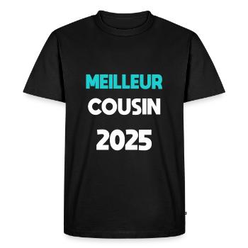 meilleur cousin 2025 cadeau annonce grossesse - T-shirt Premium bio Homme - noir - Devant - Nico (187cm)