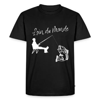 Loin Du Monde Idée Cadeau Pêcheur Homme - T-shirt Premium bio Homme - noir - Devant - Nico (187cm)