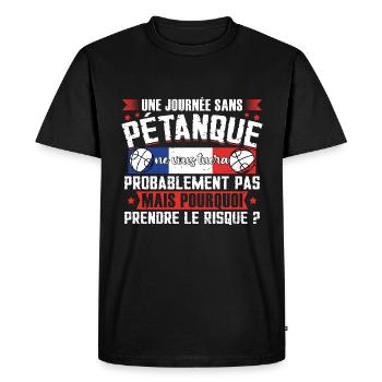 Joueur de pétanque bouliste boccia humour - T-shirt Premium bio Homme - noir - Devant - Nico (187cm)