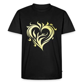 Coeur Flamme d’Or - T-shirt Premium bio Homme - noir - Devant - Nico (187cm)