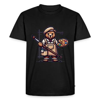 Cute Bear Artist - Men's Premium Organic T-Shirt - black - Front - Nico (187cm)