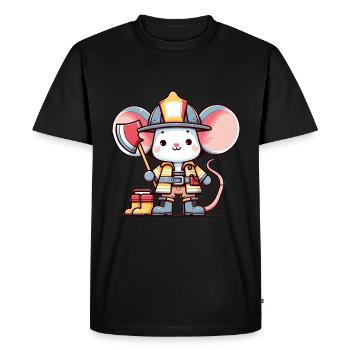 Souris mignonne pompier - T-shirt Premium bio Homme - noir - Devant - Nico (187cm)