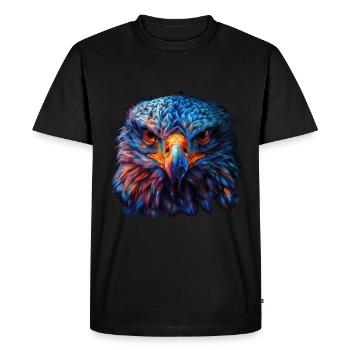 Aigle rouge et bleu : art animalier féroce et vif - T-shirt Premium bio Homme - noir - Devant - Nico (187cm)