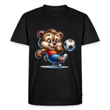 Mignon joueur de football ours - T-shirt Premium bio Homme - noir - Devant - Nico (187cm)