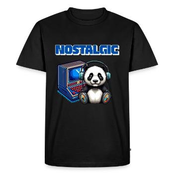Nostalgia Panda Retro Gaming Motif - Men's Premium Organic T-Shirt - black - Front - Nico (187cm)