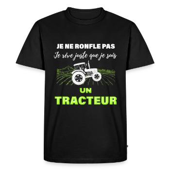 Mon Tracteur Ronfleur Cadeau Homme Agricole - T-shirt Premium bio Homme - noir - Devant - Nico (187cm)