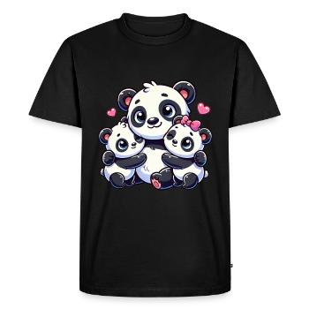 Parent panda aimant avec deux enfants mignons - T-shirt Premium bio Homme - noir - Devant - Nico (187cm)