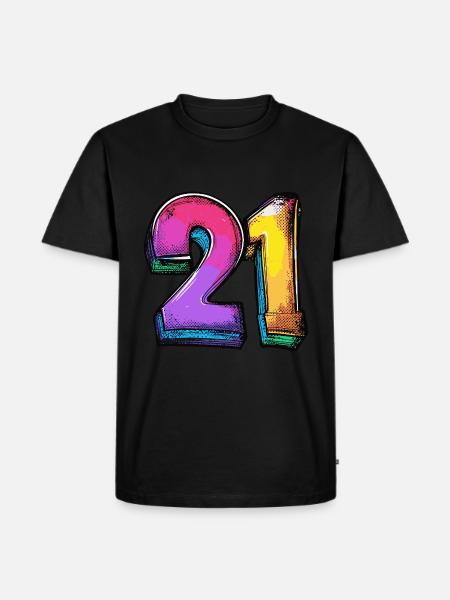 21 Number Colorful - Men's Premium Organic T-Shirt - black