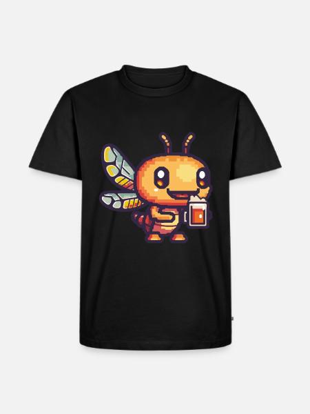 Libelle Pixel Bier - Männer Premium Bio T-Shirt - Schwarz