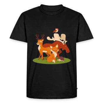 Children's forest animals Deer moose fox hedgehog bird - Men's Premium Organic T-Shirt - black - Front - Nico (187cm)