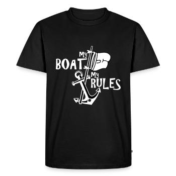 MY BOAT MY RULES CAPTAIN - Men's Premium Organic T-Shirt - black - Front - Nico (187cm)