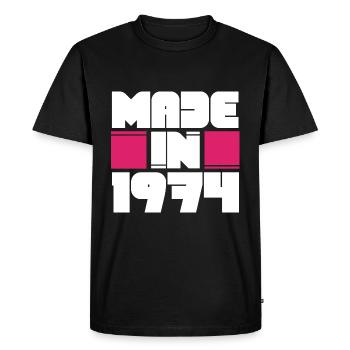 Fabriqué en 1974 Anniversaire Vintage 74 Cadeau - T-shirt Premium bio Homme - noir - Devant - Nico (187cm)