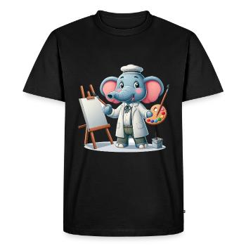 Cute Elephant Artist - Men's Premium Organic T-Shirt - black - Front - Nico (187cm)