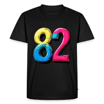 82 Nombre Coloré - T-shirt Premium bio Homme - noir - Devant - Nico (187cm)
