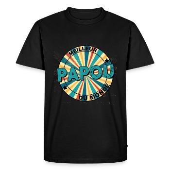 Meilleur Papou du monde Cadeau Grand-Père - T-shirt Premium bio Homme - noir - Devant - Nico (187cm)