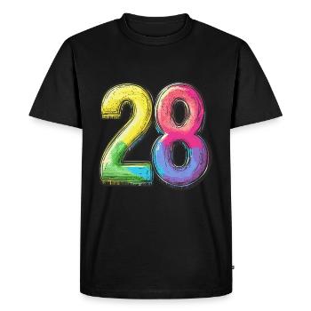 28 Nombre Coloré - T-shirt Premium bio Homme - noir - Devant - Nico (187cm)