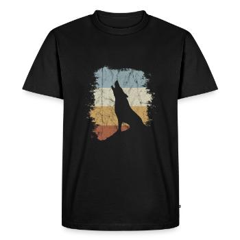 Retro Howling Wolf Vintage Oldschool Gift - Men's Premium Organic T-Shirt - black - Front - Nico (187cm)