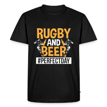 Rugby et Beer Perfect Day Rugby Fan Rugby Papa - T-shirt Premium bio Homme - noir - Devant - Nico (187cm)