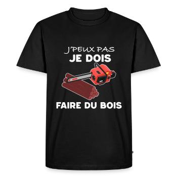 je Peux Pas je Dois Faire Du Bois - T-shirt Premium bio Homme - noir - Devant - Nico (187cm)